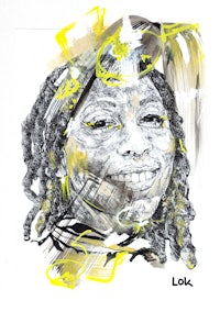 a drawing of a woman with dreadlocks and yellow hair