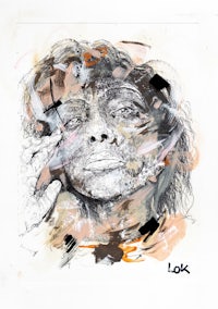 an abstract painting of a woman's face