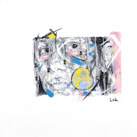 a drawing of a woman with a colorful face