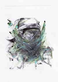 a drawing of a man in a hat