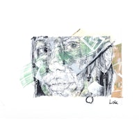 a drawing of a woman with a green face