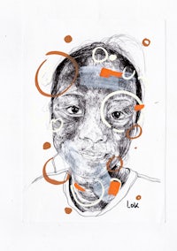 a drawing of a face with circles on it