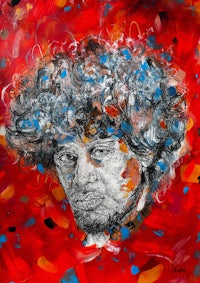 a painting of a man with curly hair