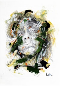 an abstract painting of a woman's face
