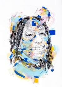 a painting of a woman with a smile on her face