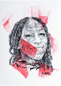 a drawing of a woman with dreadlocks