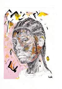 a drawing of a woman with paint on her face