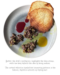 a plate with bread and olives on it