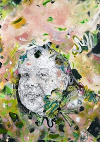 an abstract painting of a woman's face