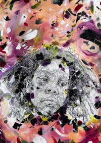 an abstract painting of a woman with dreadlocks